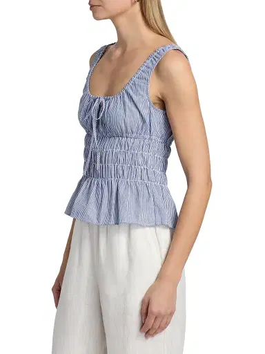 Ciao Lucia Women's Gigi Smocked Striped Cotton Sleeveless Top - Stripe - Size XS | Thumbnail 4