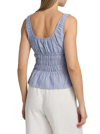 Ciao Lucia Women's Gigi Smocked Striped Cotton Sleeveless Top - Stripe - Size XS | Thumbnail 5