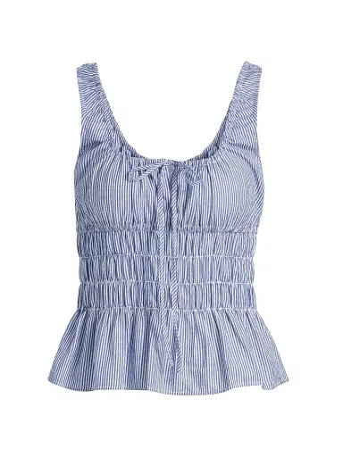Ciao Lucia Women's Gigi Smocked Striped Cotton Sleeveless Top - Stripe - Size XS | Thumbnail 1
