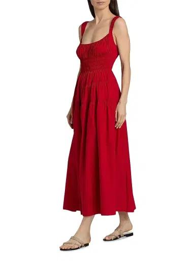 DÔEN Women's Clover Cotton Fit & Flare Midi-Dress - Deep Tomato - Size Medium | Thumbnail 2 DÔEN Women's Clover Cotton Fit & Flare Midi-Dress - Deep Tomato - Size Medium | Thumbnail 2