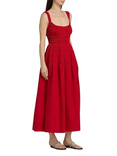 DÔEN Women's Clover Cotton Fit & Flare Midi-Dress - Deep Tomato - Size Medium | Thumbnail 4 DÔEN Women's Clover Cotton Fit & Flare Midi-Dress - Deep Tomato - Size Medium | Thumbnail 4
