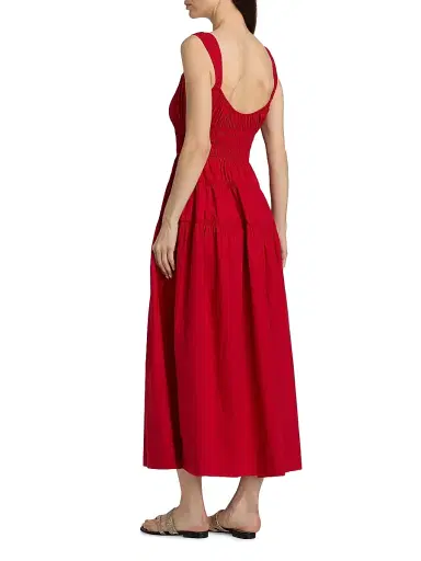DÔEN Women's Clover Cotton Fit & Flare Midi-Dress - Deep Tomato - Size Medium | Thumbnail 5 DÔEN Women's Clover Cotton Fit & Flare Midi-Dress - Deep Tomato - Size Medium | Thumbnail 5