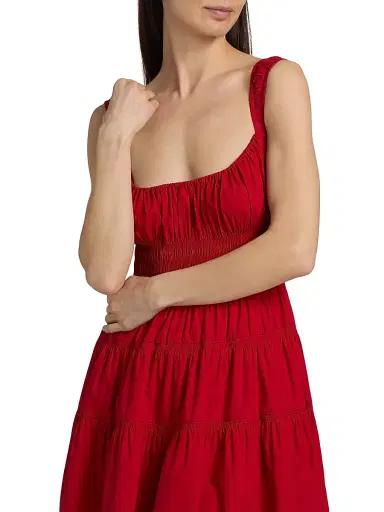 DÔEN Women's Clover Cotton Fit & Flare Midi-Dress - Deep Tomato - Size Medium | Thumbnail 6 DÔEN Women's Clover Cotton Fit & Flare Midi-Dress - Deep Tomato - Size Medium | Thumbnail 6