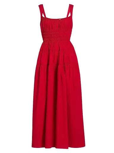 DÔEN Women's Clover Cotton Fit & Flare Midi-Dress - Deep Tomato - Size Medium | Thumbnail 1 DÔEN Women's Clover Cotton Fit & Flare Midi-Dress - Deep Tomato - Size Medium | Thumbnail 1