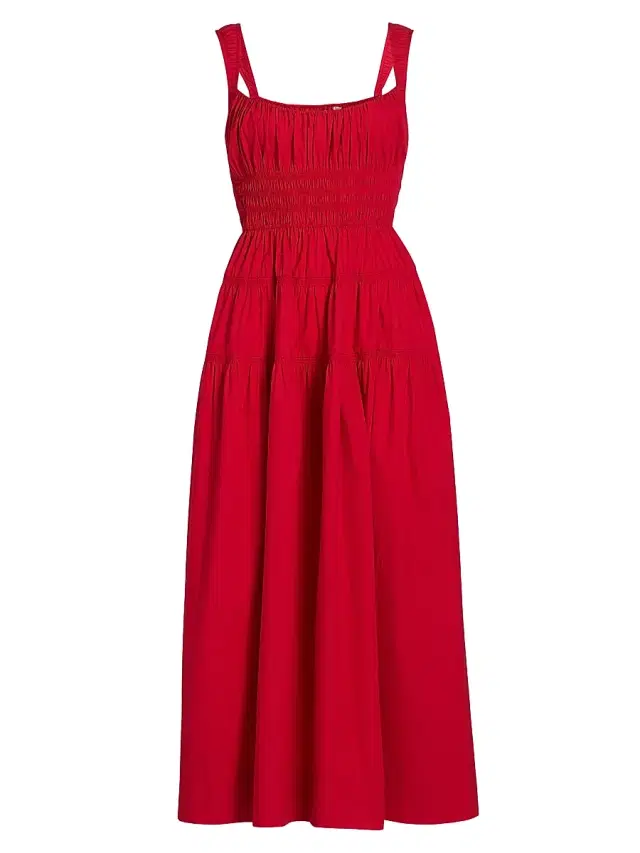 DÔEN Women's Clover Cotton Fit & Flare Midi-Dress - Deep Tomato