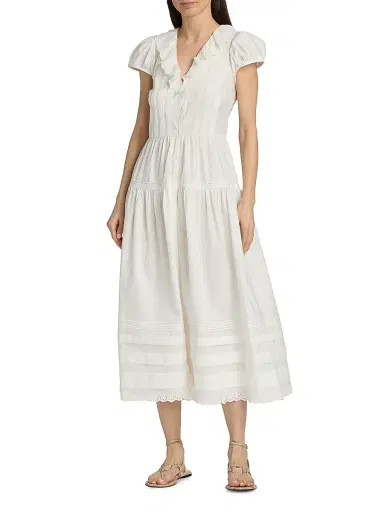 DÔEN Women's Eliette Cotton Poplin Midi-Dress - Salt - Size XXS | Thumbnail 3 DÔEN Women's Eliette Cotton Poplin Midi-Dress - Salt - Size XXS | Thumbnail 3