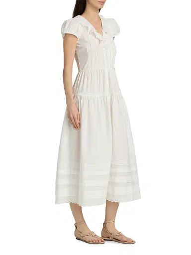 DÔEN Women's Eliette Cotton Poplin Midi-Dress - Salt - Size XXS | Thumbnail 4 DÔEN Women's Eliette Cotton Poplin Midi-Dress - Salt - Size XXS | Thumbnail 4