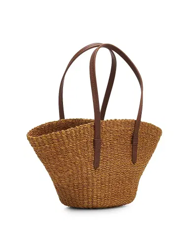 POOLSIDE Women's The East West Mini Straw Tote Bag - Cocoa | Thumbnail 3