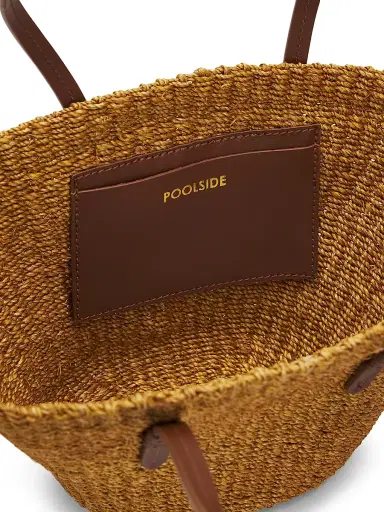 POOLSIDE Women's The East West Mini Straw Tote Bag - Cocoa | Thumbnail 4