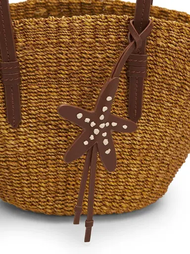 POOLSIDE Women's The East West Mini Straw Tote Bag - Cocoa | Thumbnail 5