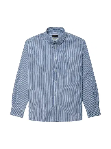 Willy Chavarria Men's Veterano Striped Cotton-Blend Shirt - Sail Blue Stripe - Size XL | Thumbnail 1 Willy Chavarria Men's Veterano Striped Cotton-Blend Shirt - Sail Blue Stripe - Size XL | Thumbnail 1