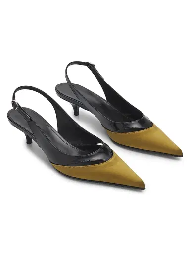 Proenza Schouler Women's Slash 40MM Satin-Leather Mules - Black Pistachio | Thumbnail 2 Proenza Schouler Women's Slash 40MM Satin-Leather Mules - Black Pistachio | Thumbnail 2