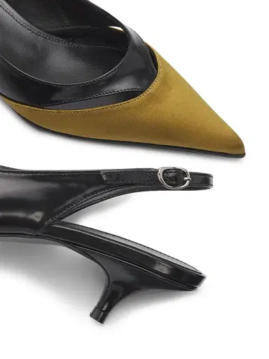 Proenza Schouler Women's Slash 40MM Satin-Leather Mules - Black Pistachio | Thumbnail 6 Proenza Schouler Women's Slash 40MM Satin-Leather Mules - Black Pistachio | Thumbnail 6
