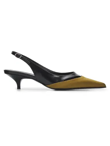 Proenza Schouler Women's Slash 40MM Satin-Leather Mules - Black Pistachio | Thumbnail 1 Proenza Schouler Women's Slash 40MM Satin-Leather Mules - Black Pistachio | Thumbnail 1