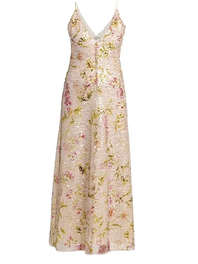 Women's Floral Sequined Maxi Dress