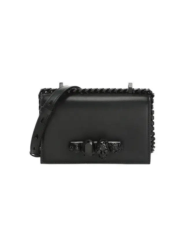 McQueen Women's Mini Black Out Jewlled Satchel In Leather - Black