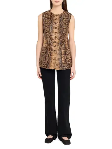 Kobi Halperin Women's Abi Snakeskin-Print Leather Vest - Tannin Multi - Size XL | Thumbnail 2