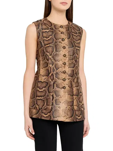 Kobi Halperin Women's Abi Snakeskin-Print Leather Vest - Tannin Multi - Size XL | Thumbnail 3