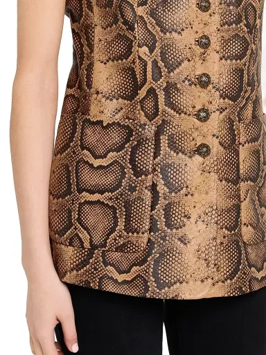 Kobi Halperin Women's Abi Snakeskin-Print Leather Vest - Tannin Multi - Size XL | Thumbnail 5