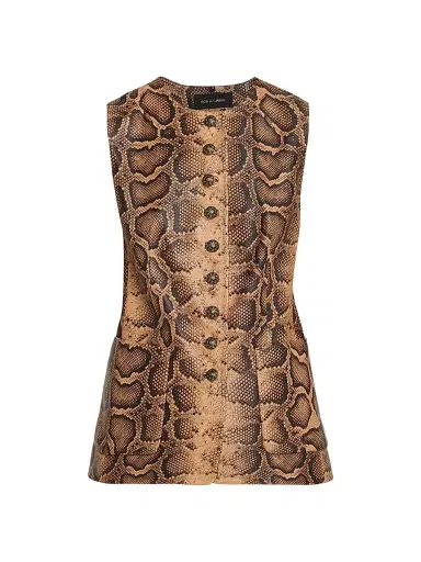 Kobi Halperin Women's Abi Snakeskin-Print Leather Vest - Tannin Multi - Size XL | Thumbnail 1