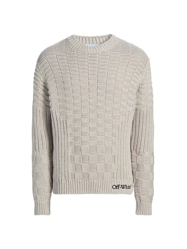Men's Arrow 3D Stitch-Knit Crewneck Sweater - Stone