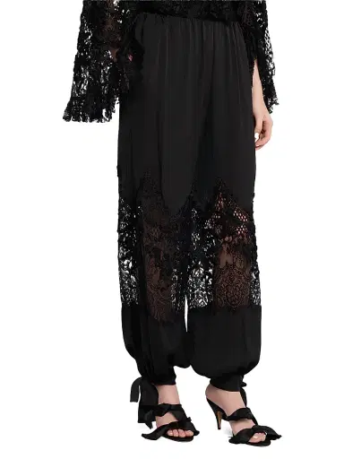 Kobi Halperin Women's Corrine Lace Bow-Cuff Pants - Black - Size Large | Thumbnail 3