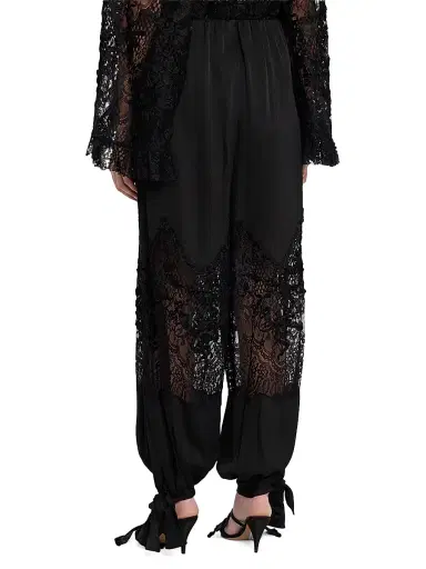 Kobi Halperin Women's Corrine Lace Bow-Cuff Pants - Black - Size Large | Thumbnail 4