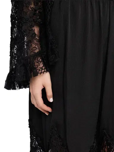 Kobi Halperin Women's Corrine Lace Bow-Cuff Pants - Black - Size Large | Thumbnail 5