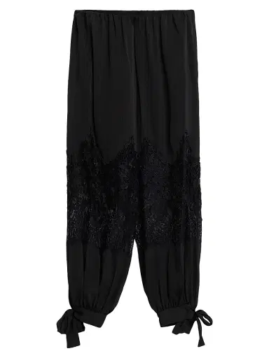 Kobi Halperin Women's Corrine Lace Bow-Cuff Pants - Black - Size Large | Thumbnail 1