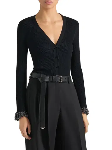 Givenchy Women's Cardigan in Knit with Embroidered Pearls - Black - Size XS | Thumbnail 2