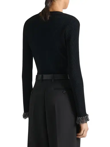 Givenchy Women's Cardigan in Knit with Embroidered Pearls - Black - Size XS | Thumbnail 3