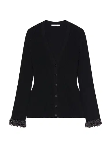 Givenchy Women's Cardigan in Knit with Embroidered Pearls - Black - Size XS | Thumbnail 1