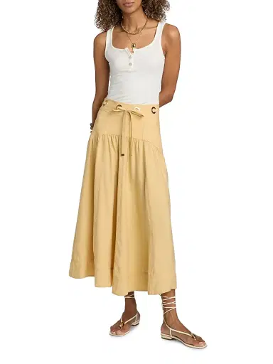 Ba&sh Women's Donia Grommet Midi-Skirt | Thumbnail 2