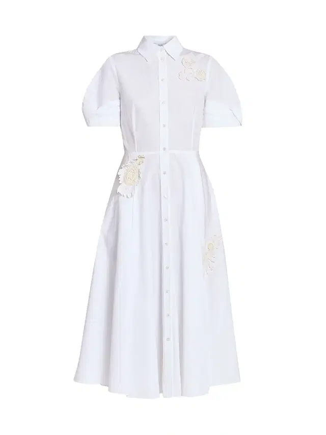 Women's Appliqué Cotton Midi-Shirtdress - White