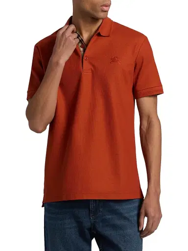 Burberry Men's Eddie EKD Cotton Polo Shirt - Fire Orange | Thumbnail 3 Burberry Men's Eddie EKD Cotton Polo Shirt - Fire Orange | Thumbnail 3