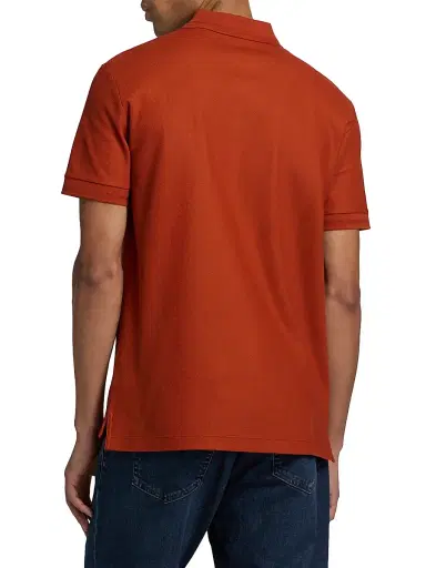 Burberry Men's Eddie EKD Cotton Polo Shirt - Fire Orange | Thumbnail 5 Burberry Men's Eddie EKD Cotton Polo Shirt - Fire Orange | Thumbnail 5
