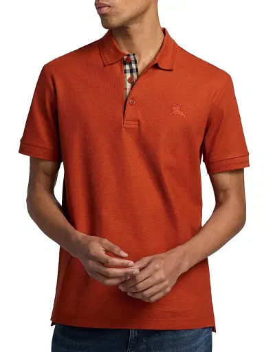 Burberry Men's Eddie EKD Cotton Polo Shirt - Fire Orange | Thumbnail 6 Burberry Men's Eddie EKD Cotton Polo Shirt - Fire Orange | Thumbnail 6