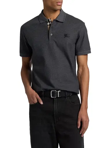 Burberry Men's Eddie EKD Cotton Polo Shirt - Charcoal Melange - Size XL | Thumbnail 3 Burberry Men's Eddie EKD Cotton Polo Shirt - Charcoal Melange - Size XL | Thumbnail 3