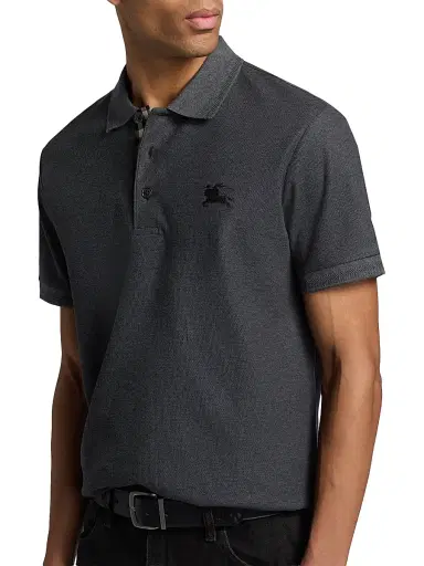 Burberry Men's Eddie EKD Cotton Polo Shirt - Charcoal Melange - Size XL | Thumbnail 6 Burberry Men's Eddie EKD Cotton Polo Shirt - Charcoal Melange - Size XL | Thumbnail 6