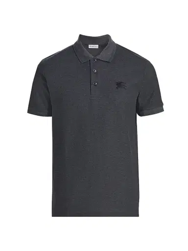 Burberry Men's Eddie EKD Cotton Polo Shirt - Charcoal Melange - Size XL | Thumbnail 1 Burberry Men's Eddie EKD Cotton Polo Shirt - Charcoal Melange - Size XL | Thumbnail 1