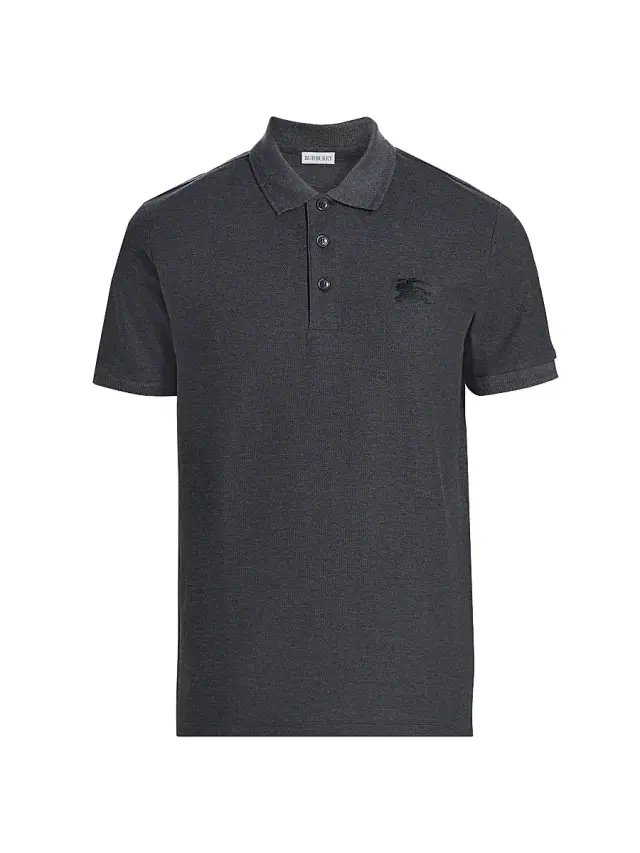 Burberry Men's Eddie EKD Cotton Polo Shirt - Charcoal Melange