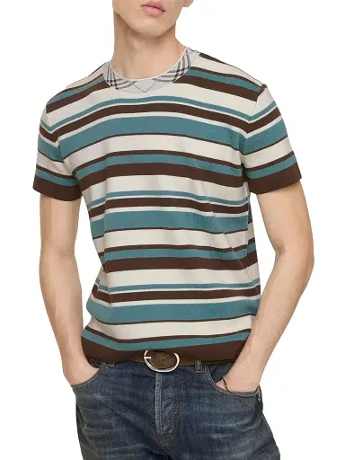 Burberry Men's Simeon Wool Striped T-Shirt | Thumbnail 2 Burberry Men's Simeon Wool Striped T-Shirt | Thumbnail 2