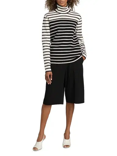 TOTEME Women's Wide Fluid Shorts - Black - Size 6 | Thumbnail 2