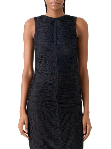 Akris Women's Draped Fringed Silk Top - Black - Size 12 | Thumbnail 3