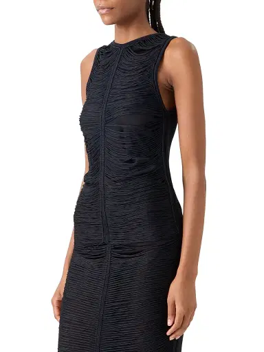 Akris Women's Draped Fringed Silk Top - Black - Size 12 | Thumbnail 4