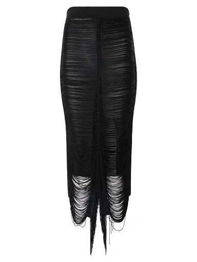 Akris Women's Draped Fringed Silk Midi-Skirt | Thumbnail 1 Akris Women's Draped Fringed Silk Midi-Skirt | Thumbnail 1