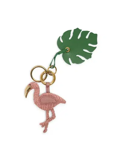 Chloé Women's Symbols Flamingo Raffia-Leather Keychain - Ballet Pink | Thumbnail 1 Chloé Women's Symbols Flamingo Raffia-Leather Keychain - Ballet Pink | Thumbnail 1