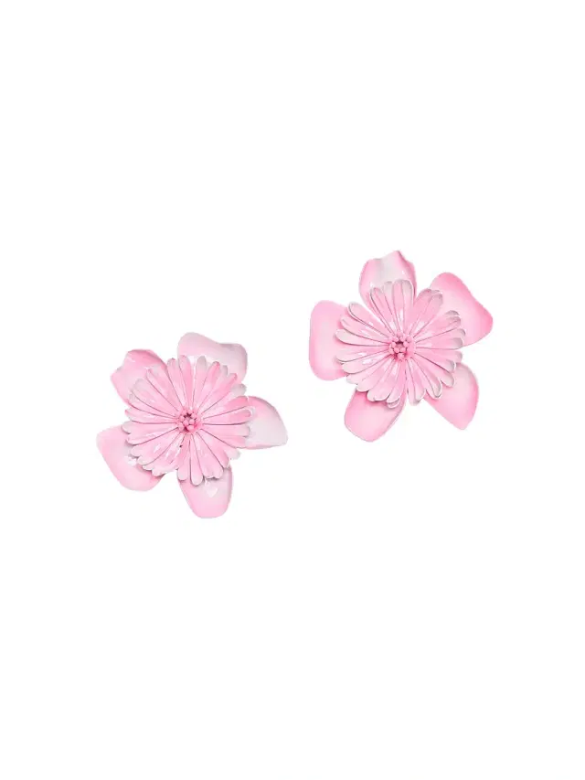 Women's Floral Stud Earrings - Fuchsia Pink