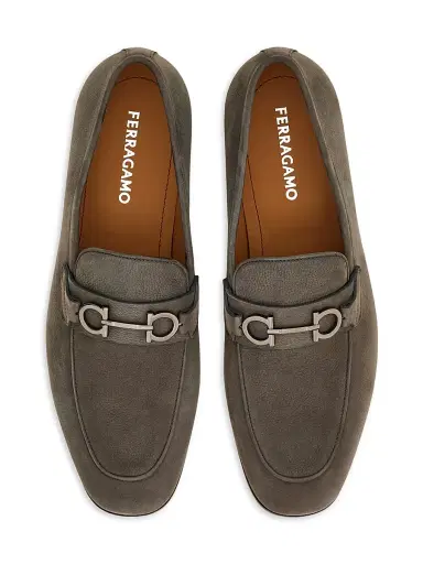 Ferragamo Men's Balty Suede Gancini Loafers | Thumbnail 4 Ferragamo Men's Balty Suede Gancini Loafers | Thumbnail 4