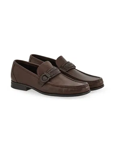 FERRAGAMO Men's Caspian Braided-Strap Leather Loafers - Nero | Thumbnail 2 FERRAGAMO Men's Caspian Braided-Strap Leather Loafers - Nero | Thumbnail 2